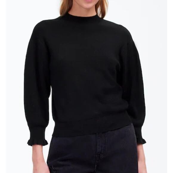 Madewell Merino Wool Ruffle Mockneck Sweater Size XS NWT - Picture 1 of 6